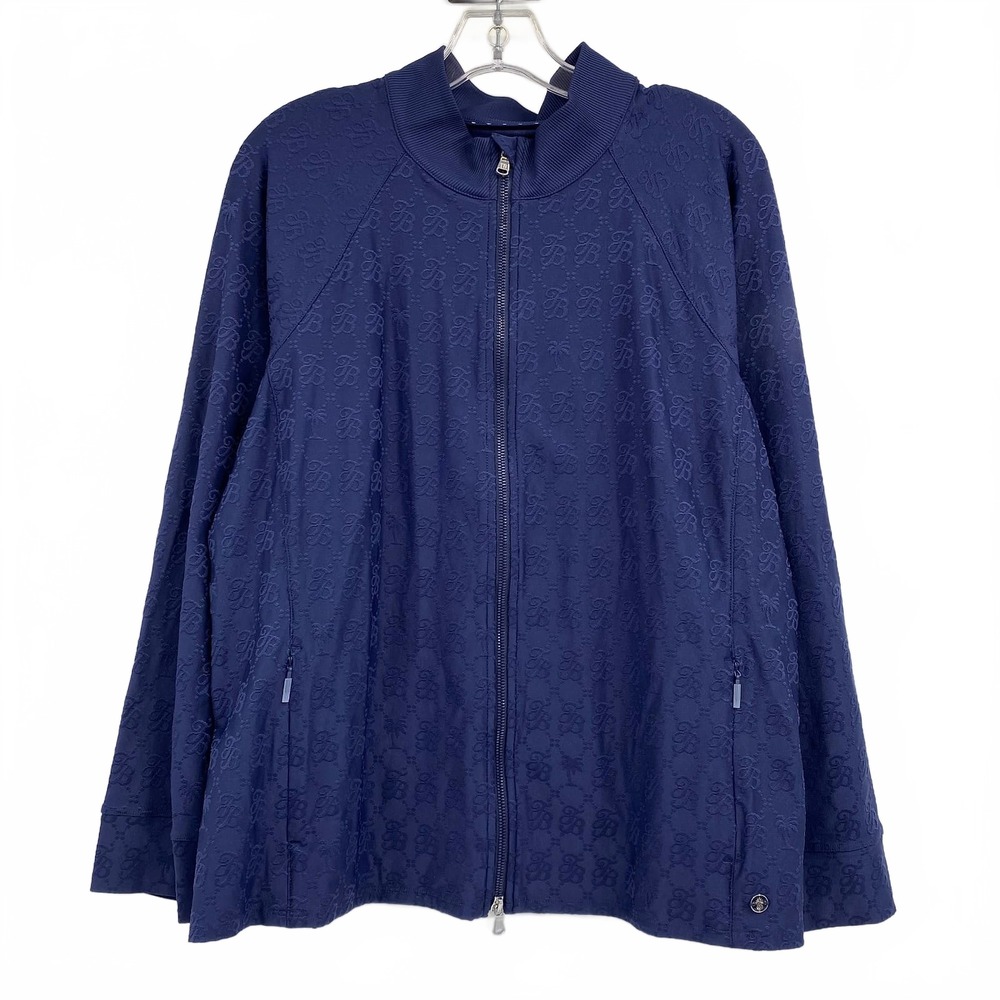 Tommy Bahama Navy Blue Aubrey Monogram Jacquard Zip-Up Jacket | XL
